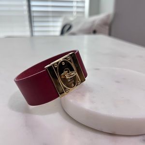 Fossil Lock Red Leather Bracelet